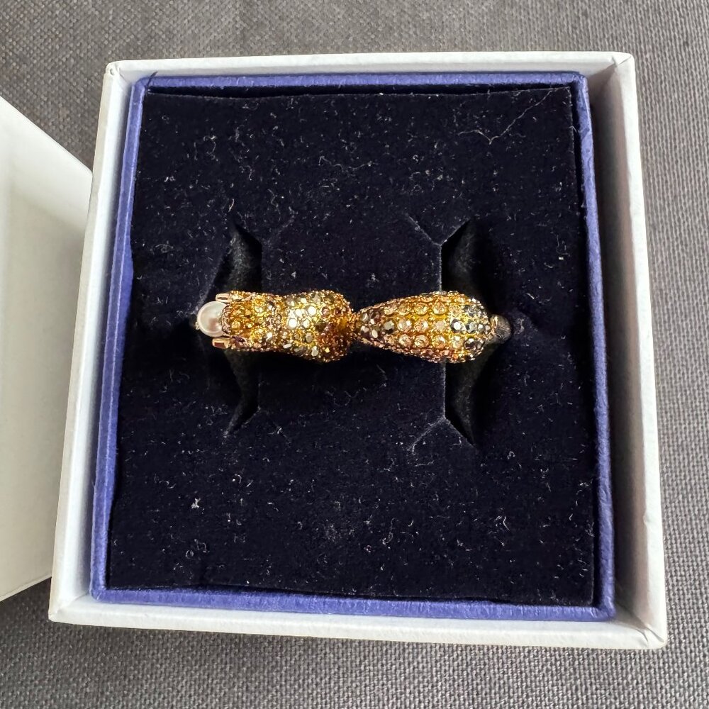 Swarovski Squirrel Double Ring Multi-Colour Gold … - image 2